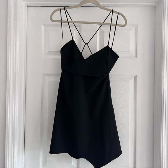 NWT ZARA Black Asymmetrical Strappy Mini Dress S - Picture 5 of 14